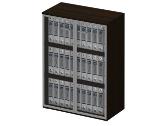 Шкаф для документов средний со стеклянными тонированными дверьми в рамке 769