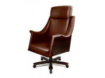 Кресло руководителя, кожа темно-зеленая/коричневая 400