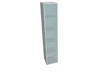 Шкаф высокий,стеклянная дверь белая,рама алюминий IDEV43S I