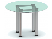 Стол переговорный на метал. опорах; круглый; столешница из стекл ПК-ПРК-СТГ110Х110С/МК-В1-49