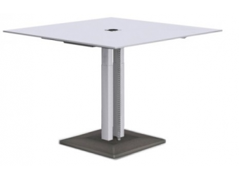 Стол для заседаниий регул. (4 сид./8 ст.) провод, основа-бетон, с розеткой и крышкой безкромки, белый CGM123
