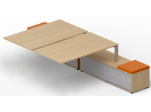 Стол приставной «Bench» на опорной тумбе с заглушками, дверцы акрил 140см LVRU18.1416-1