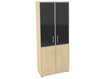 Шкаф высокий широкий без топа (стекло Lacobel в раме черн/бел) LT-ST 1.2R white/black