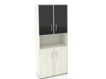 Шкаф высокий широкий без топа (стекло Lacobel в раме черн/бел) LT-ST 1.4R white/black