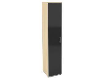 Шкаф высокий узкий без топа (стекло Lacobel в раме черн/бел) LT.SU-1.10 R white/black