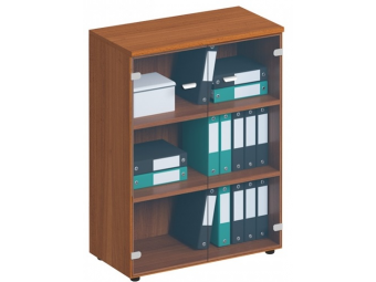 Шкаф для документов средний со стеклянными прозрачными дверями 969
