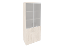 Шкаф высокий широкий (2 низких фасада ЛДСП + 2 средних фасада стекло в раме) O.ST-1.2R