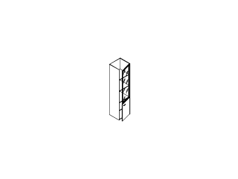 Шкаф (необходим топ) Узкий, высокий; дверцы: сверху - стекло ; правый, ПК-МС-ШК204Х50ПСБ/М-В1-49